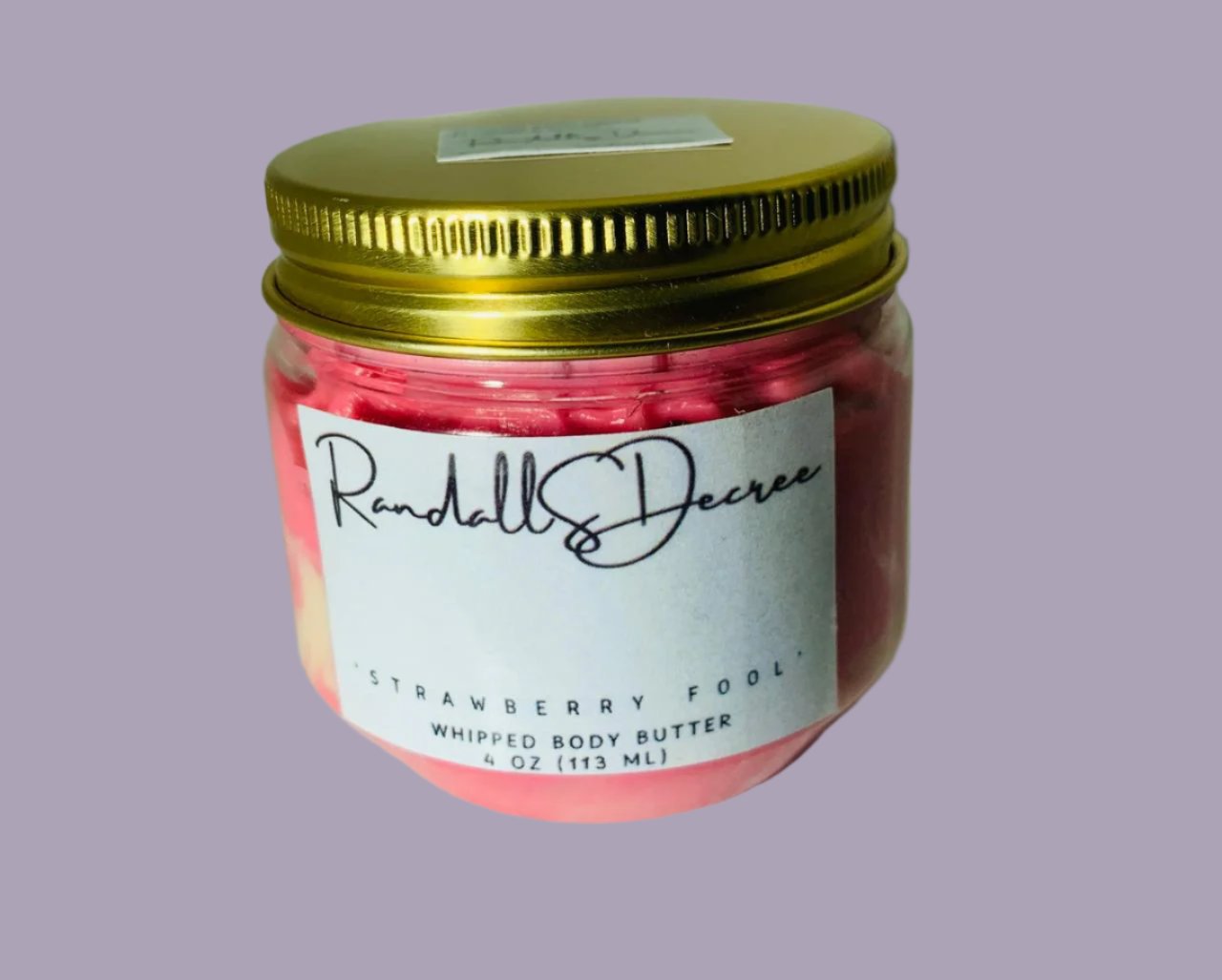 “Strawberry Dream Cream whipped Butter in an elegant container”